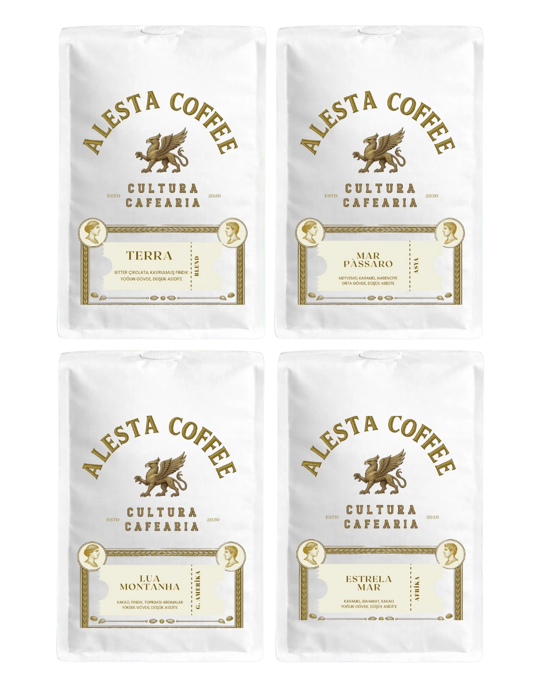 4’lü Blend Filtre Kahve Tadım Seti 4x250 g (1000 g) | Terra – Mar Pássaro – Lua Montanha – Estrela Mar