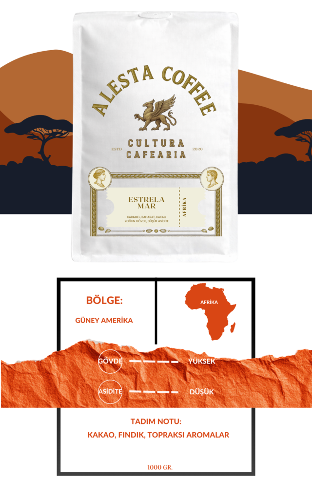 Estrela Mar yüksek rakım Arabica çekirdek origin bilgi grafiği 1500-1700 metre