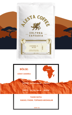 Estrela Mar yüksek rakım Arabica çekirdek origin bilgi grafiği 1500-1700 metre